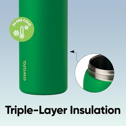 Image of Owala FreeSip Insulated Stainless Steel Water Bottle with Straw, BPA-Free Sports Water Bottle, Great for Travel, 32 Oz, Putting Green