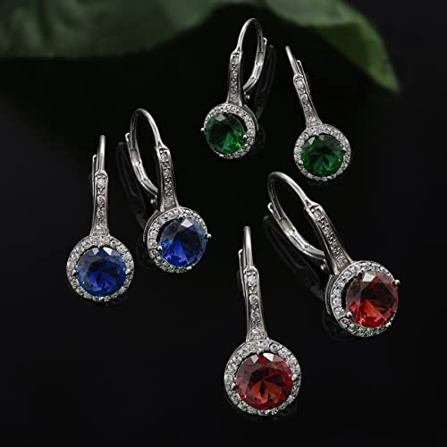 925 Sterling Silver Cubic Zirconia Halo Leverback Dangle Bridal Earrings for Women3