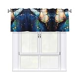 WZYWHJ Cortinas cortas con cenefa de 137 x 45,7 cm, estampado de mariposas ligeramente voladoras, fáciles de instalar, para cocina, baño, lavandería, estudio