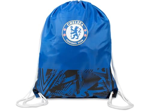 Hy-Pro Chelsea Football Club - Bolsa de deporte oficial con cordón, diseño de fusión azul y negro, con escudo del equipo, 45 x 45 x 35 cm