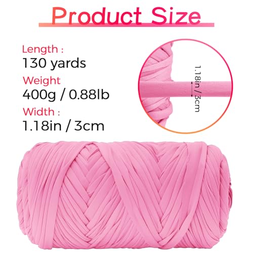 Image of T Shirt Yarn 130 Yards Beginner Crochet Tshirt Yarn 400g Elastic Fabric Thick T-Shirt Yarns for Crocheting, Knitting Bags, Baskets, Rugs, Coasters, DIY Crafts, Home Decor (Purple)
