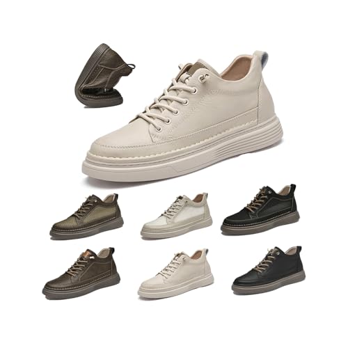 Men's Invisible Height Increasing Elevator Shoes 2.5 Inches Taller Height Casual Sneakers Comforts Leather Skeleton Shoes Lace Up Leather Oxford Dress Shoes