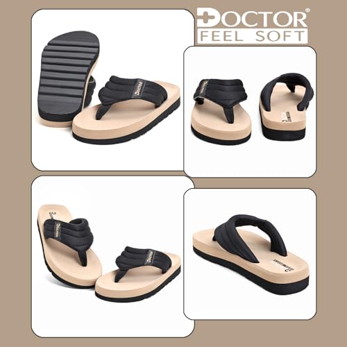 Image of Cushioned Flip Flops for Men | Padded Fabric Strap Thong Slippers | Lightweight Anti-Slip EVA Sole Everyday Wear Footwear