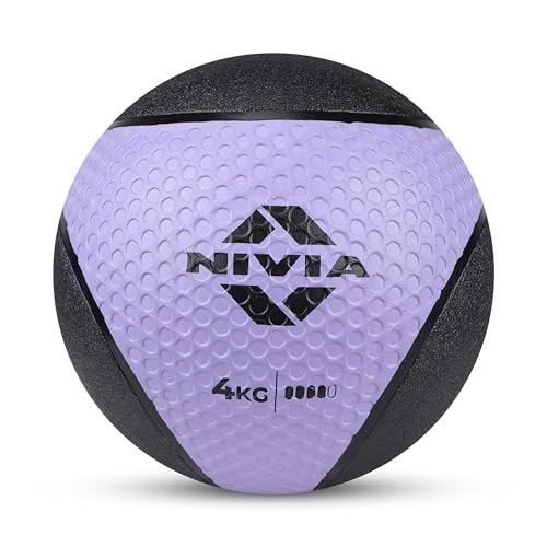 Image of Nivia Pro Medicine Ball for Strength Training, Core Workouts, Endurance Training, Non-Slip Surface, Weight Ball for Crossfit (Light Violet, 4 KG)