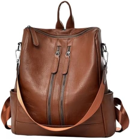 Mochila Feminina de Couro Sintético Casual Bolsa de Viagem