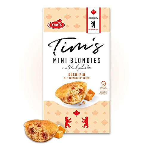 Tims Mini Blondies 180 g I Mini Gebäck mit Karamell Vanille Geschmack I Einzeln verpackte, saftige Küchlein ohne Konservierungsstoffe I Traditionelle kanadische Backwaren Made in Germany Cover