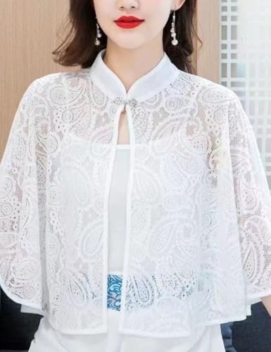 Image of Women's Floral Lace Shrug Cardigan 3 /4 Sleeve Open Front Crochet Cropt Bolero Jacket S-L