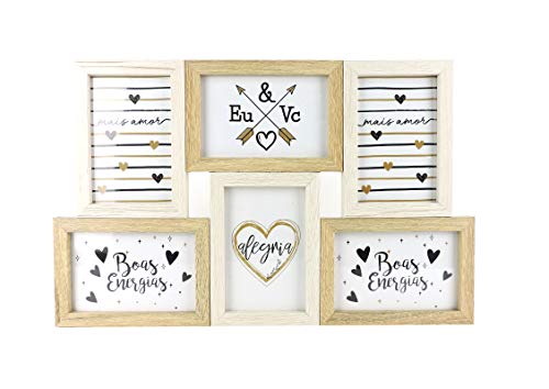 TH Marcos de Fotos Múltiple de Madera para Pared - 6 Fotos 10x15 cm (Rústico)