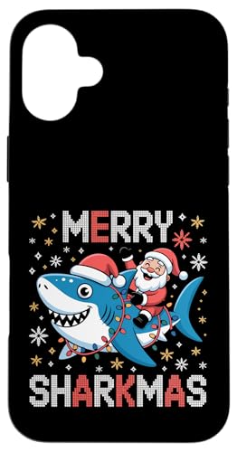 Merry Sharkmas AO[Z[^[ T^ CfBO V[N Cgt X}zP[X iPhone 16 Plus p