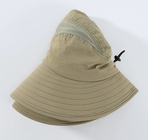 Image of Home Prefer Mens UPF 50+ Sun Protection Cap Wide Brim Fishing Hat with Neck Flap