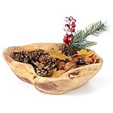 Homaisson 12''x10'' Decorative Wooden Bowl, Natural Handmade Wavy Live Edge Bowl for Dining Room Kit