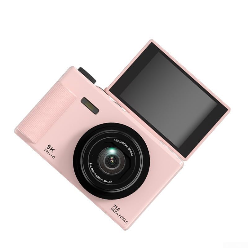 per fotocamera digitale 5k con 180° Flip Screen Anti-Shake per 5k (rosa) | Elettronico per stabilizzatore, per 5k per video ultra HD, ideale per vlog, registrazioni d'azione, clip senza oscillazioni
