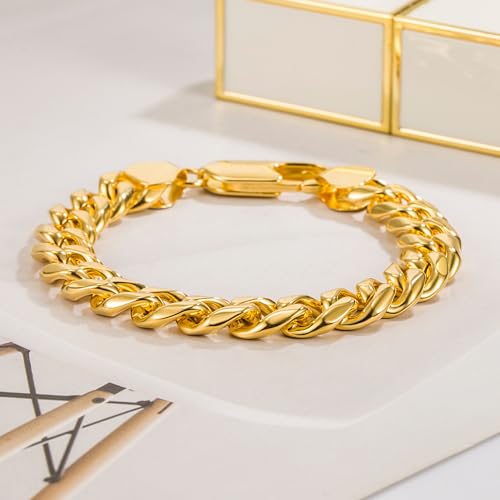 Pulsera de plata 925 para hombre diseño cubano 8 mm oro miniatura 3