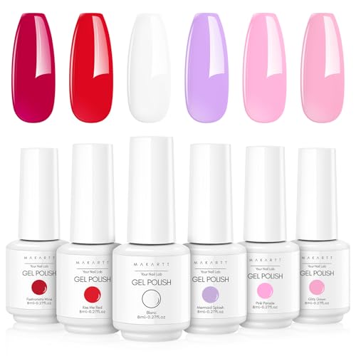 Set de esmaltes en gel Makartt 6 colores rosa 8ML miniatura 1
