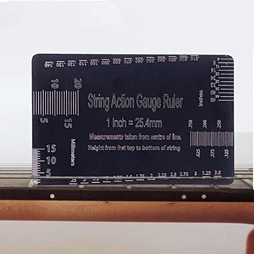 Tuoren 2Pcs String Action Ruler Gauge Guitar Fret Rocker String Height Gauge Measuring Tool For Electric Bass And Acoustic Guitar Black #TOP3