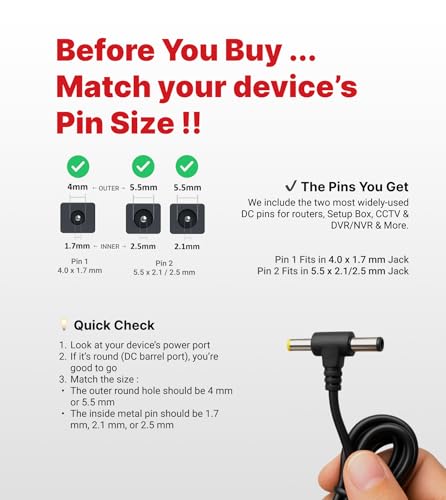 Image of 5V 1A DC Power Adapter, 5W DC Power Supply, 1 Year Warranty, AC-DC SMPS for CCTV, Routers, Set-Top Boxes and More, Dual Pin 2.1 /2.5 mm x 5.5mm and 4mm Jack