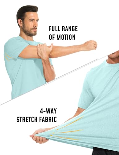 Mens Shirts Summer Workout Swim T-Shirts Short Sleeve Dry Fit Sun SPF UV Tee Running Gym Fishing Tshirts Polyester Moisture Wicking Athletic Shirts 5 Pack 4XL3