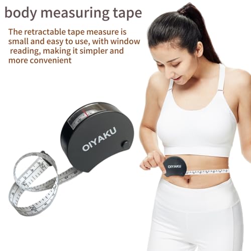 Body Tape Measure Retractable Soft Double-Scale Measuring Tape with Lock Button for Weight Loss Sewing Tailor Craft & Medical Body Measurements 60inch/150cm Fabric Measuring Tape (Black)