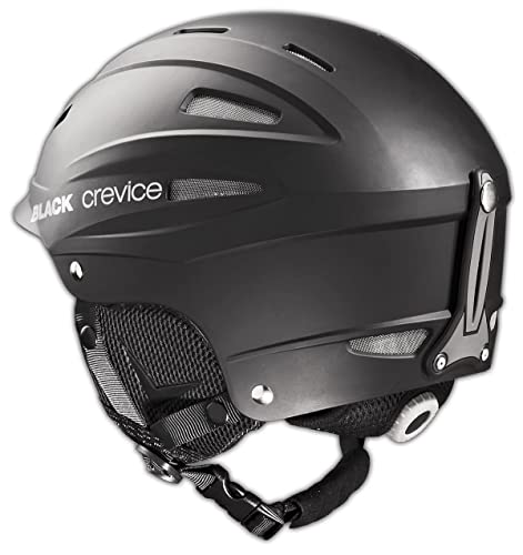 BLACK CREVICE Casco da sci Ischgl I Casco da sci antiurto dal design sportivo in diversi colori I Casco da sci Uomo & Donna I Casco da snowboard I Casco da sci traspirante I Regolabile (L, Nero) - 8