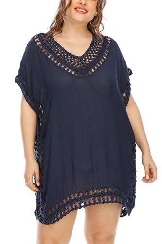 Image of Adisputent Womens Swimsuits Cover Ups Crochet Chiffon Beach Cover Bathing Suit Bikini Wear Coverups Dress