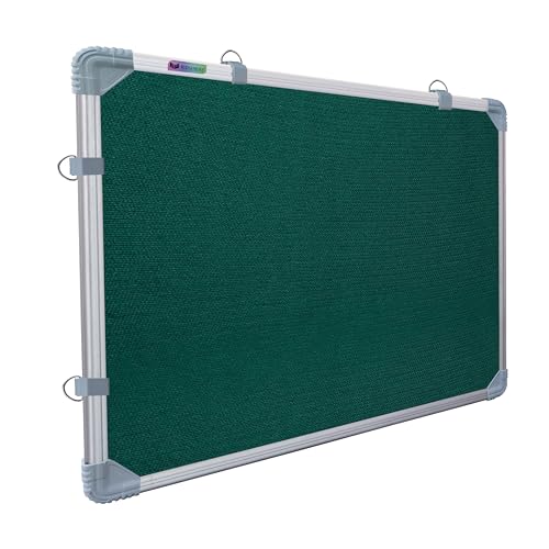 Image of Eduway 2x3 Feet Notice Board/Pin Up Board/Bulletin Board/Display Board/Soft Board with High Resilience Foam Fabric for School, Office, Home with (20 Push-Up Pins), (Green- 89x59 Cms)