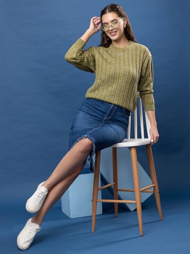 Image of Women's Cable Knit Woolen Pullover | Full Sleeve Round Neck Winterwear | Soft & Stylish Warm Sweater for Girls & Ladies