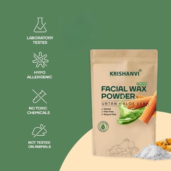 Image of Facial Hair Removal Wax Powder with Ubtan & Aloevera, Painless Herbal Facial & Body Hair Remover Waxing Powder for Women No Harmful Chemicals, No Irritation, No Skin Rashes-100 GM