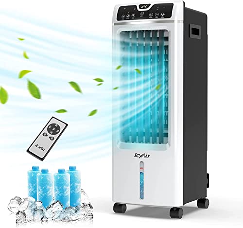 Aire Acondicionado Móvil, 4 en 1 Portátil Climatizador Enfriador de Aire, Ventilador, Humidificador, Purificador con 3 Velocidades, 3 Modos, Temporizador, Tanque de Agua 8L, para Hogar Oficina Cover