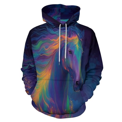 Sweat-shirt Harajuku imprimé 3D cheval pour vos sorties automne et hip-hop