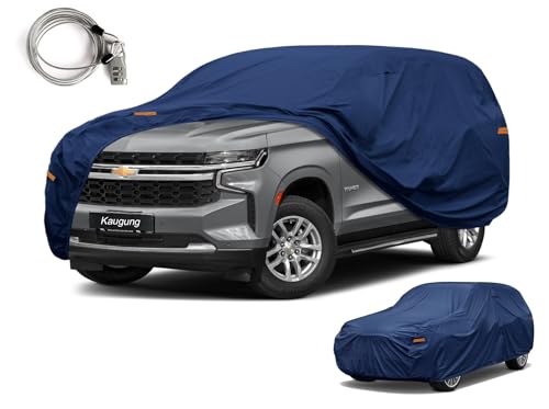 Image of Kaugung Custom Fit SUV Car Cover for Chevrolet Tahoe (2007-2026), Heavy Duty Waterproof All Weather Outdoor Protection, Breathable Full Exterior Cover with Vent, Rain Sun Snow UV Proof
