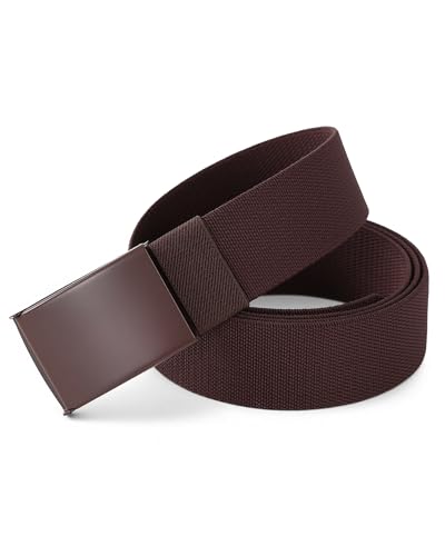 Image of Mile High Life Stretch Canvas Belt for Men, Golf Casual Elastic Web Belt, Top Military Buckle, Adjustable Cut to Fit