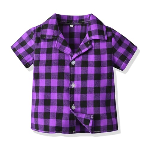 Toddler Girls Boys Plaid 𝐏a𝐣ama Set Button Down Shirts and Shorts Summer Outfits Short Sleeve 𝐏𝗝s Preppy Outfits2