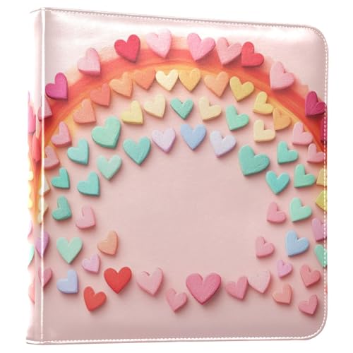 Álbum de fotos adhesivo DIY Scrapbook álbum corazones amor arcoíris día de San Valentín anillas 3 libro de fotos 40 páginas 8x10 para recuerdos miniatura 1