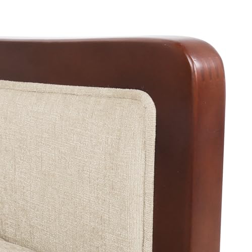 Sillón reclinable tapizado beige cálido miniatura 7