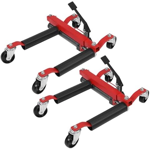 MERXENG 2PCS Car Wheel Dolly, 1500LBS Capacity Hydraulic Trailer Dolly with Foot Pedal for Vehicle Positioning for Cars Boats Motorcycles Cover