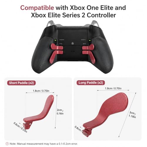 Image of 4 PCS Red Metal Stainless Steel Paddles Trigger, DaKuan Metal Paddles Compatible with Xbox One Elite and Xbox Elite Series 2