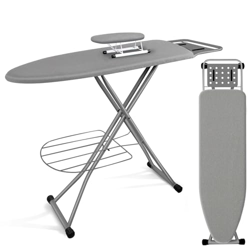 Recopilación de Tablas de planchar Top 5. 44 CROSPIN Burro de Planchar, Tabla de Planchar Plegable 112 x 30 cm con Soporte para Plancha, Percha y Estante de Almacenamiento, Ironing Board Ajustable en Altura de 70 a 90 cm...