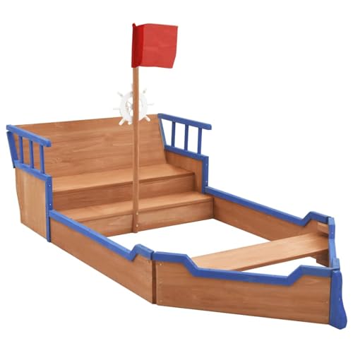Tidyard Bac à Sable Bateau Pirate Bois de Sapin 190x94,5x101 cm