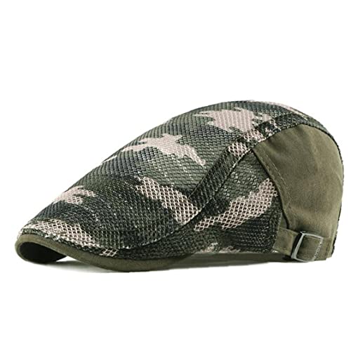 Camuflaje para Hombre Boina Gorras Ejército Verde Primavera Verano Tapa Plana Hombres Algodón Ajustable Masculino Sombrero Boina