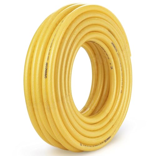 Image of Garbnoire 0.75 Inch Heavy Duty 3 Layered Braided Water Hose Pipe | Garden Outdoors Pipes with Hose Connector (50 Meter (164.04 Feet), Yellow)