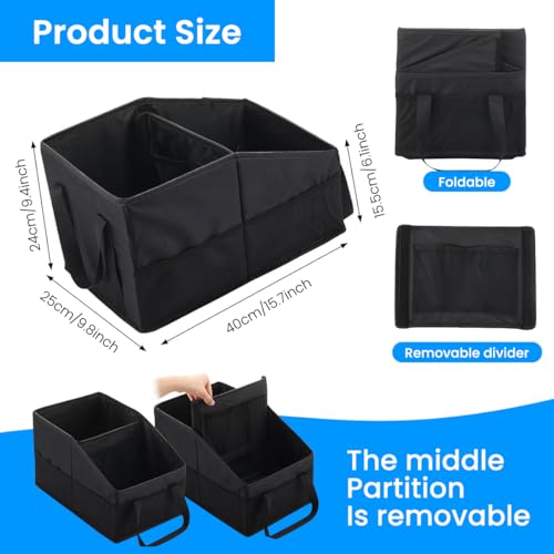 Image of STHIRA Folding Car Trunk Organizer Oxford Cloth Dual Compartments 25x31cm