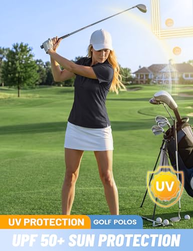 Image of TACVASEN Women's Golf Polo Shirts Short Sleeve UPF 50+ Sun Protection Golf Shirts for Women Quick Dry Collared Polos