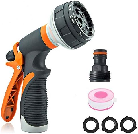 Garden Hose Sprayer Nozzle for Watering Plant Cleaning Cars Showering Pets with 8 Adjustable Pattern High Pressure Heavy Duty