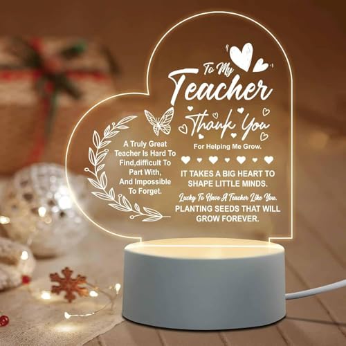 Image of Gifzy Teacher Appreciation Gifts - Engraved Night Light, Teacher Gift for Women on Birthday, Retirement, Farewell, Thank You Gifts for Teachers from Student