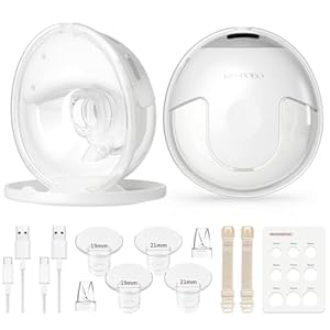 KISSBOBO Hands Free Breast Pump, Wearable Breastfeeding Pump with 320mmHg Strong Suction, 19 Adjustable Levels & 4 Modes, Ultra-Quiet, Leak-Proof Design Portable Breast Pumps Electric (White, 2 Pack)