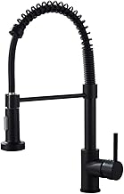 Pruie Torneira de água quente e fria para cozinha Pruie Torneira de mola de água mista rotativa com pulverizador de arco alto de alça única Torneira de pia de cozinha de mola moderna Torneira de