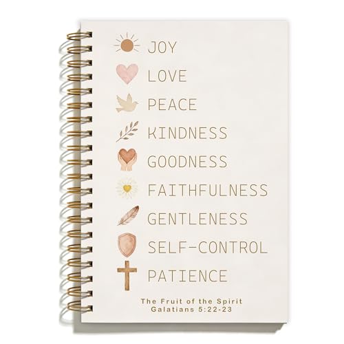 FTKBGHY Boho Inspirational Christian Spiral Notebook, Fruit of the Spirit Bible Notebooks for Note Taking, Christian Gifts for Women, Religious Prayer Journal for Women, Coworker Gifts, 5.5x8.3 Inch