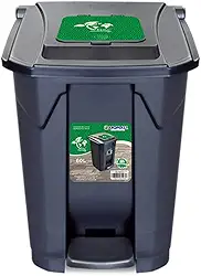 LIXEIRA 60LTS PRETA C/RODA PEDAL TAMPA CLICK