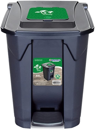 LIXEIRA 60LTS PRETA C/RODA PEDAL TAMPA CLICK