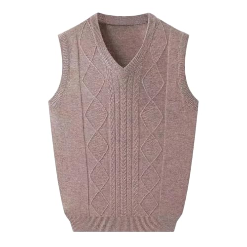 Men’S Autumn Sweater Vest, V-Neck Solid Twisted Flower, Sleeveless Pullover, Thicken Knitted Tops
